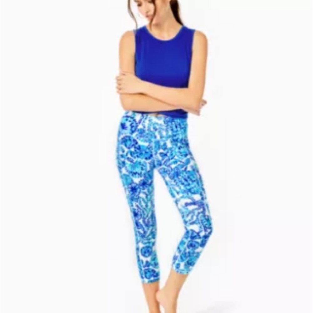 UPF 50 Luxletic 21" Weekender High-Rise Crop Legging in turquoise oasis
